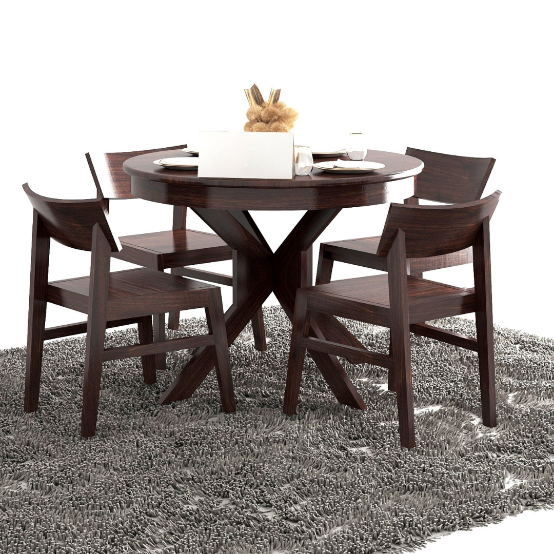 Taskia 4 Seater Dining Table Set | Walnut Finish