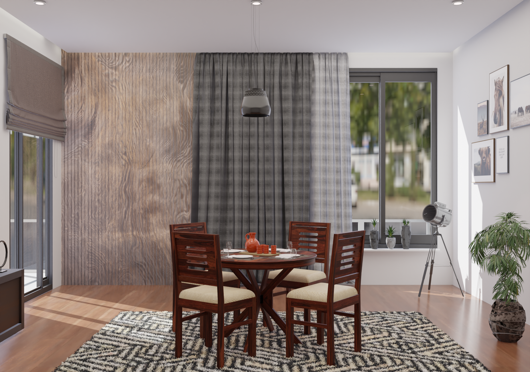 Workix 4 Seater Dining Table Set | Natural Finish