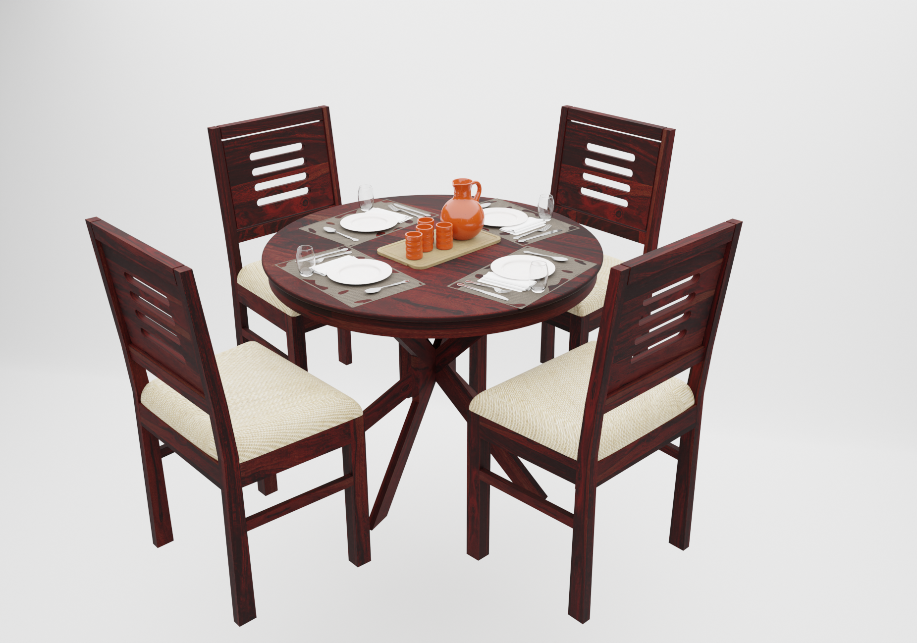 Workax 4 Seater Dining Table Set | Mahogany Finish