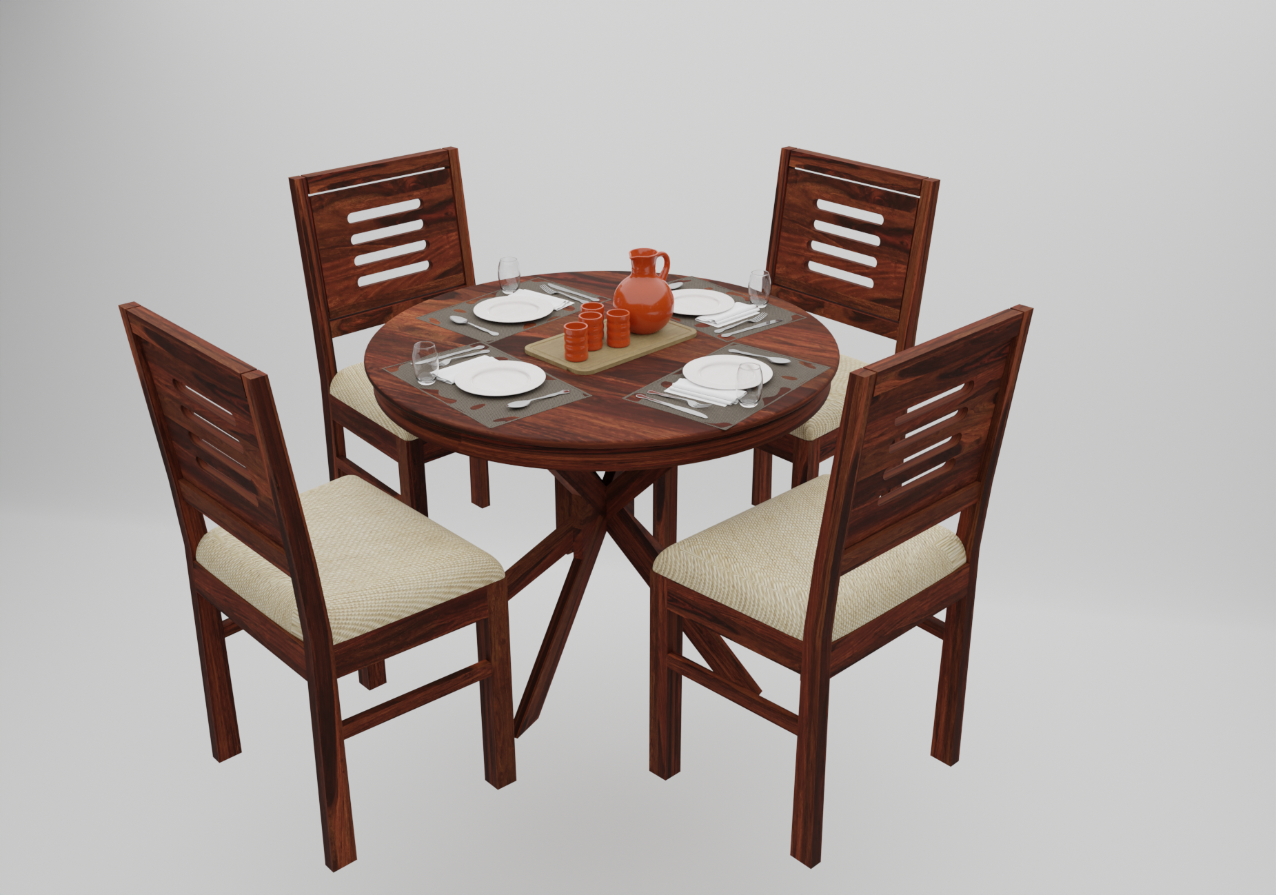 Workix 4 Seater Dining Table Set | Natural Finish