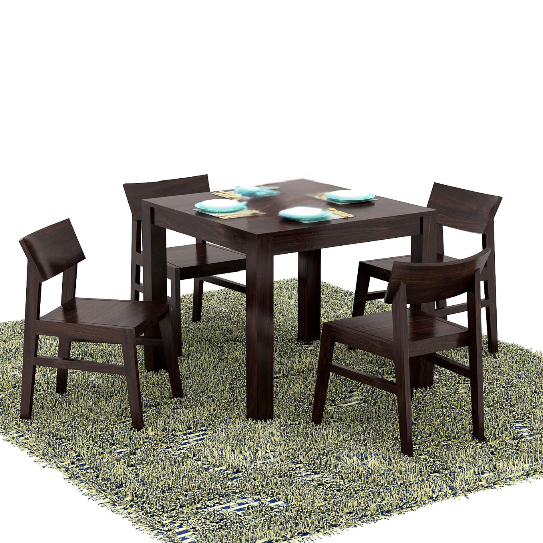 Flexor 4 Seater  Dining Table Set | Walnut Finish