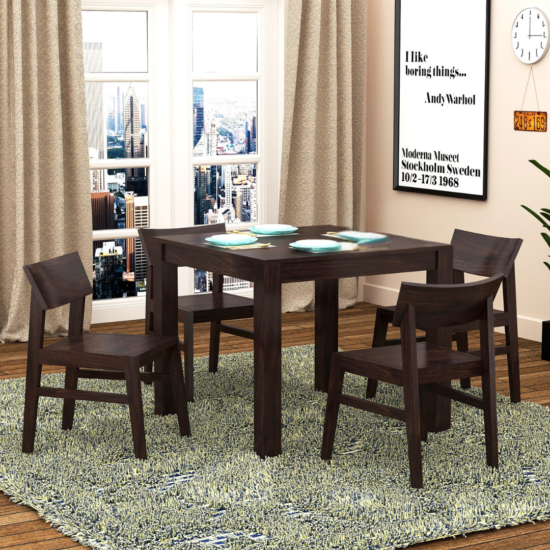 Flexor 4 Seater  Dining Table Set | Walnut Finish