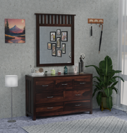 Deskax 7 Drawer Dresser Walnut with Mirror
