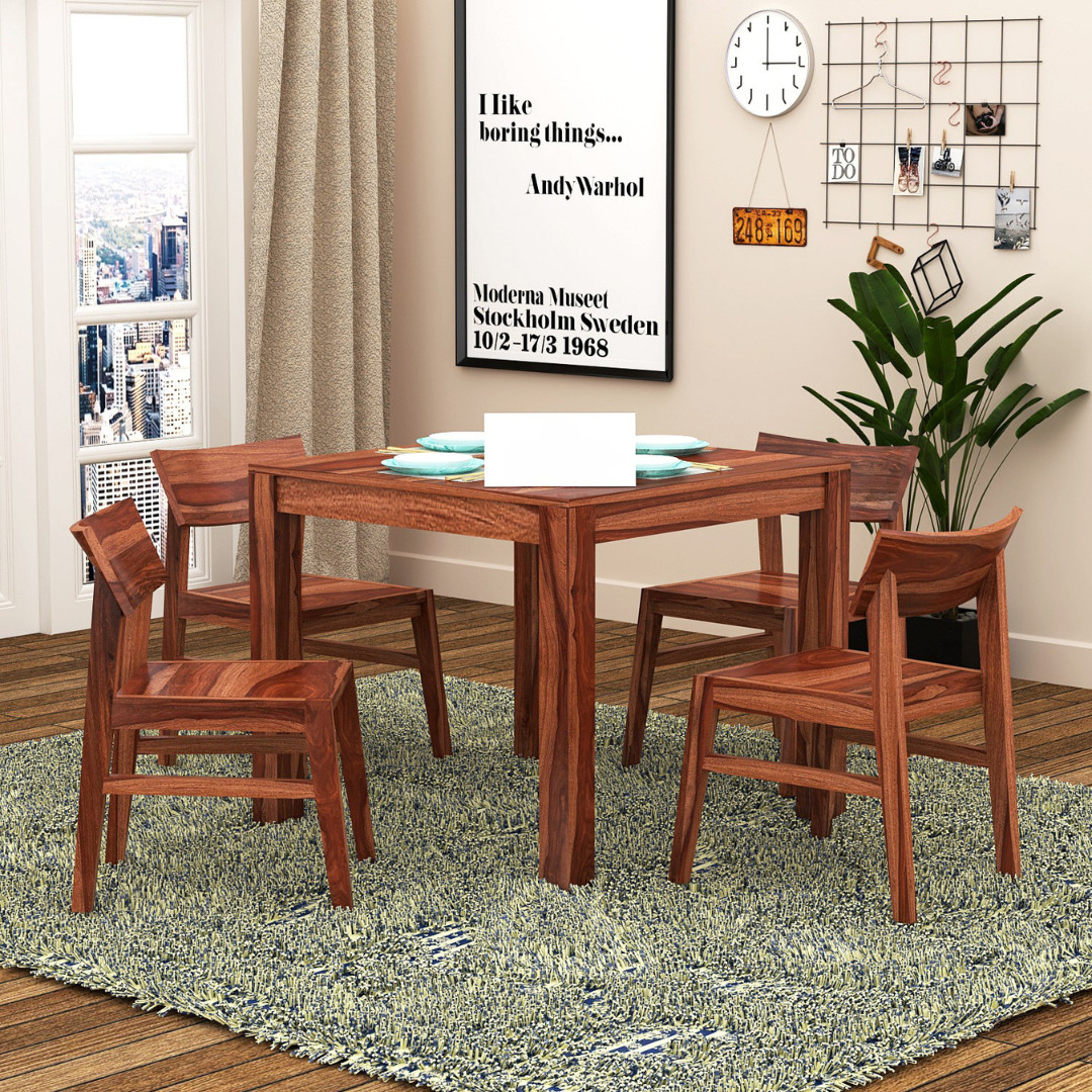 Taskuna 4 Seater Dining Table Set  | Natural Finish