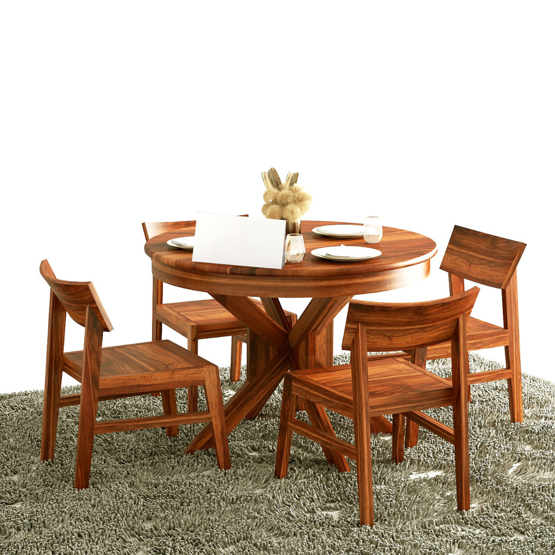 Ergoa 4 Seater Dining Table Set | Natural Finish