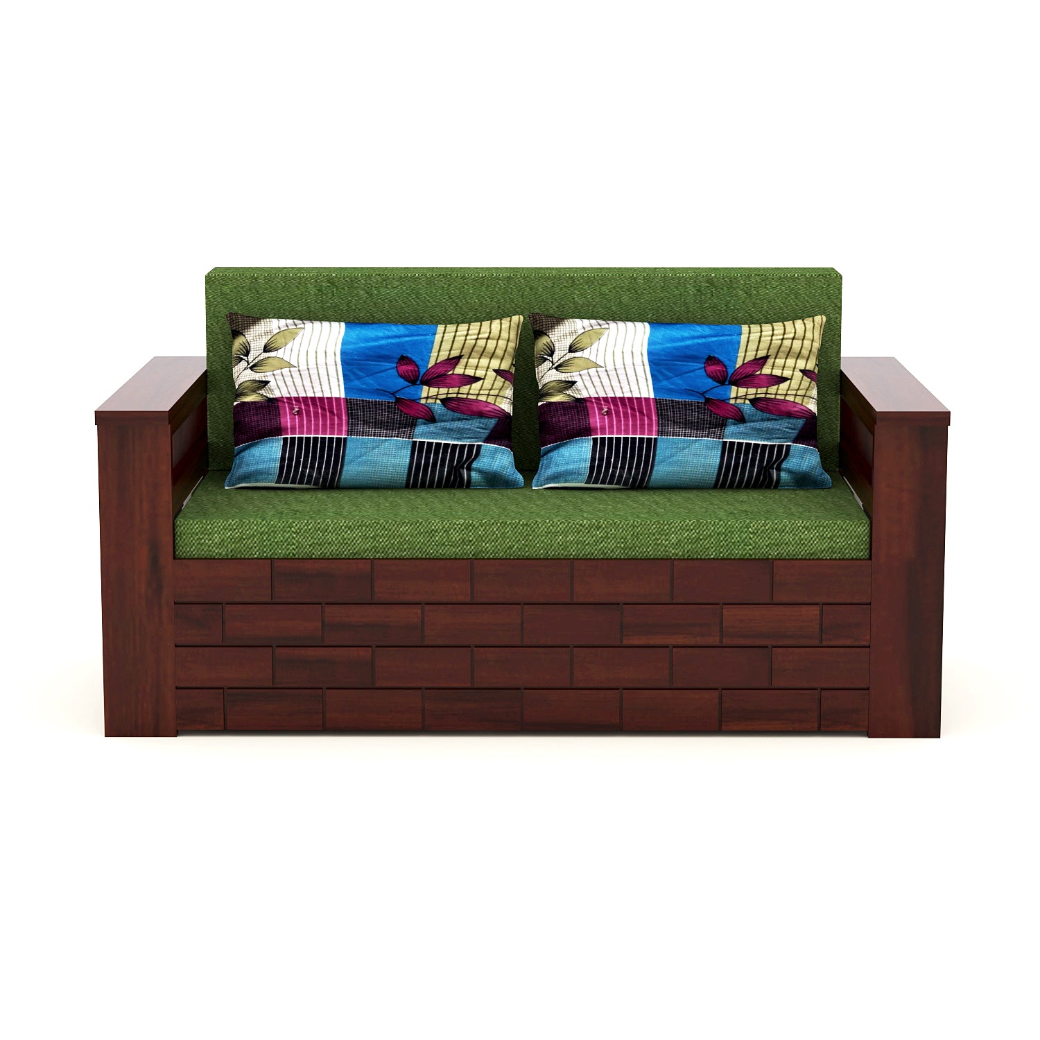 Taskir 2 Seater Sofa Cum Bed | Mahogany Finish