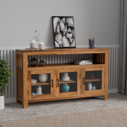 Solid Sheesham Wood Sideboard Cabinet | Honey Finish