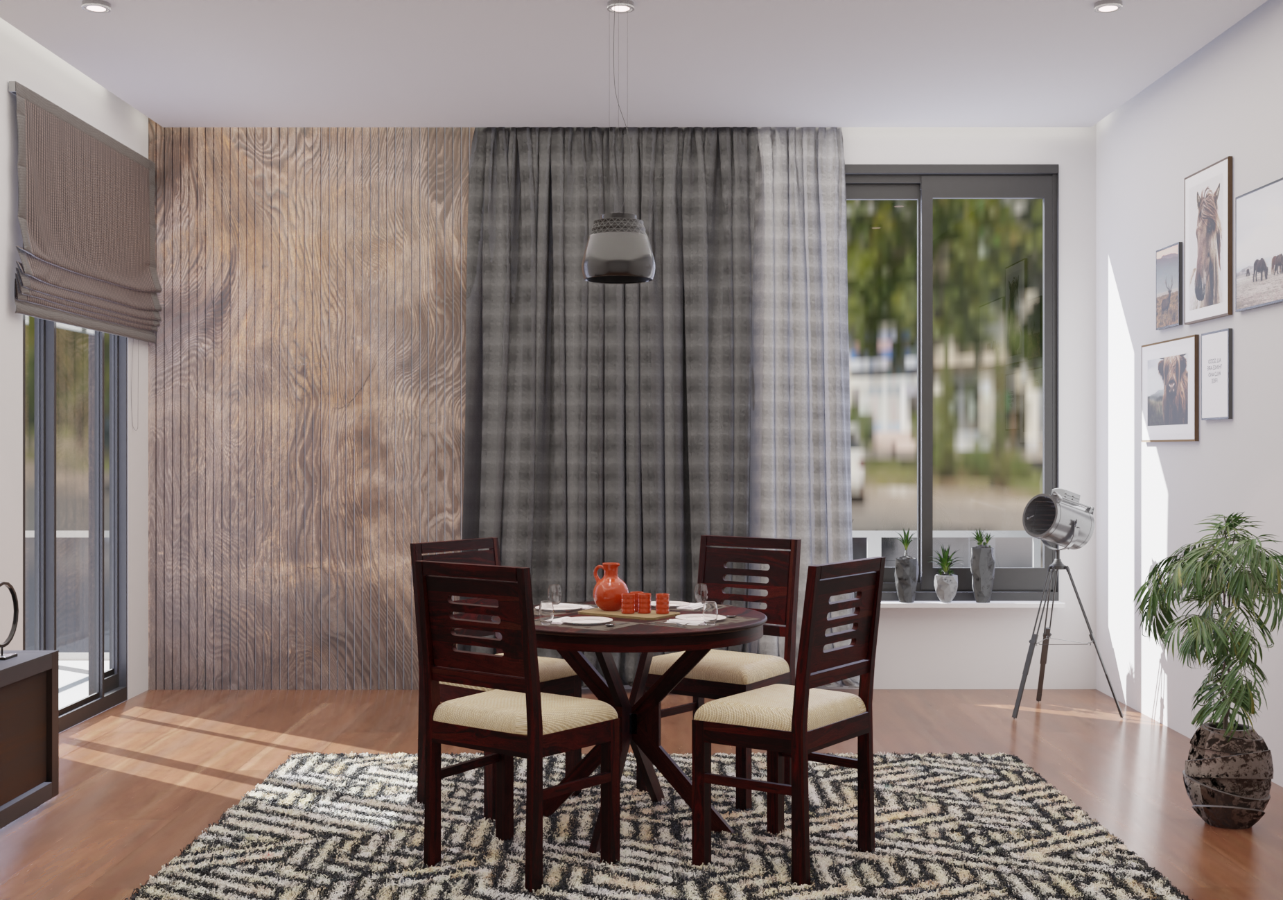 Workax 4 Seater Dining Table Set | Mahogany Finish