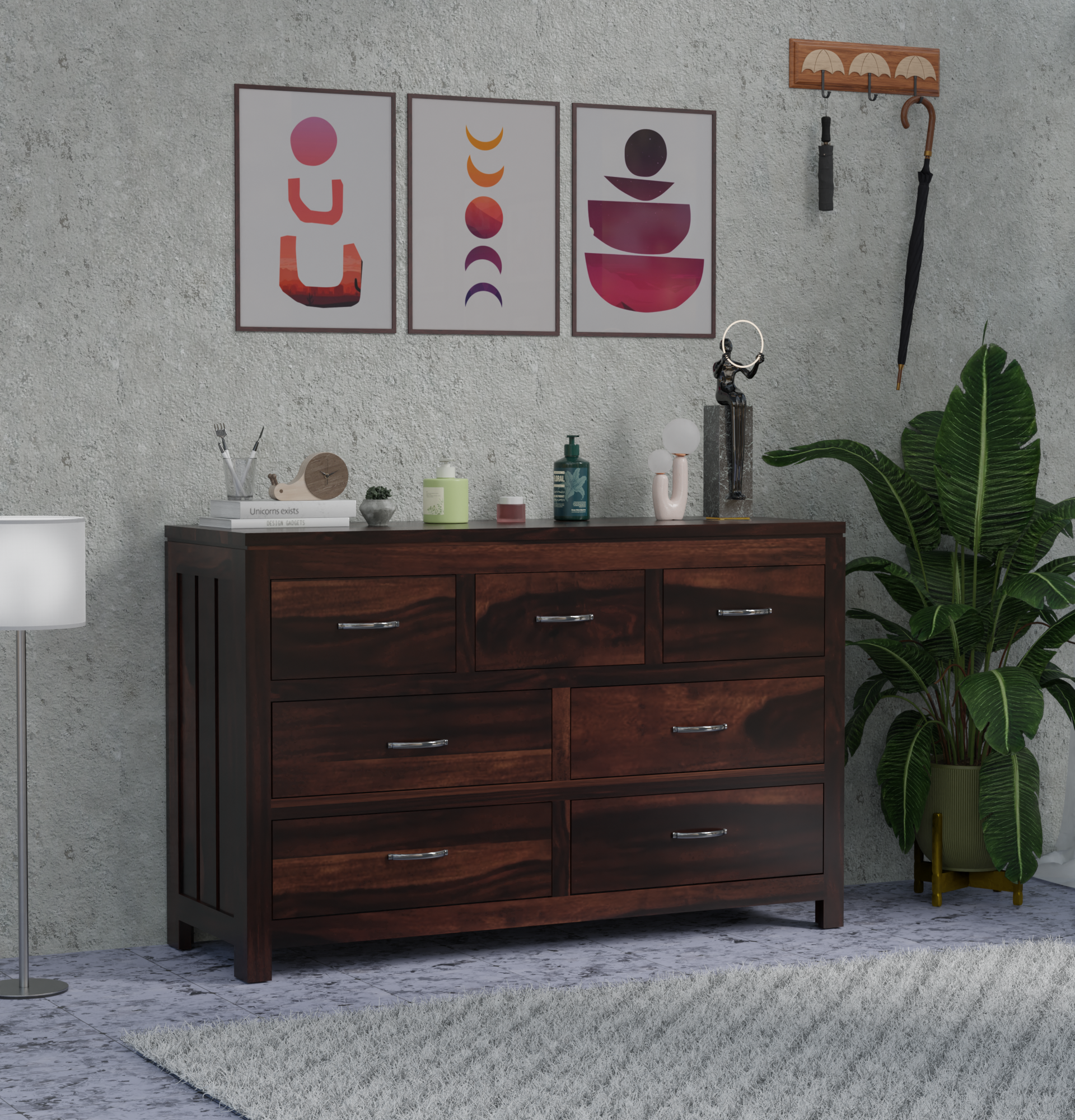 Furnor Seven Drawer Cabinet – Walnut Finish