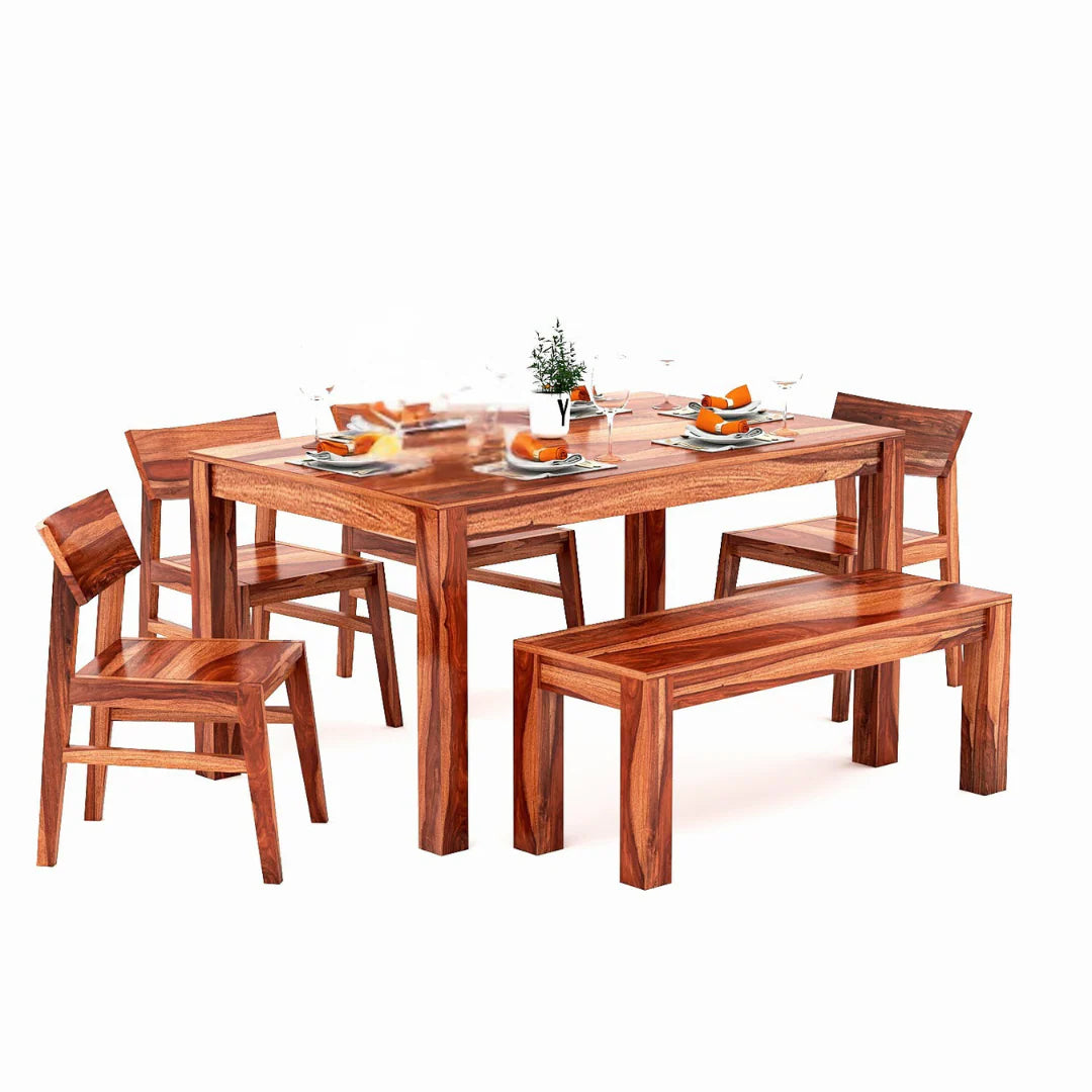Deskax 6 Seater Dining Table Set – Solid Sheesham Wood - 3 Years Warranty