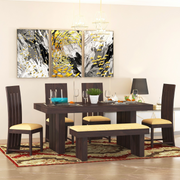 Furnax 6 Seater Dining Table Set | Walnut Finish