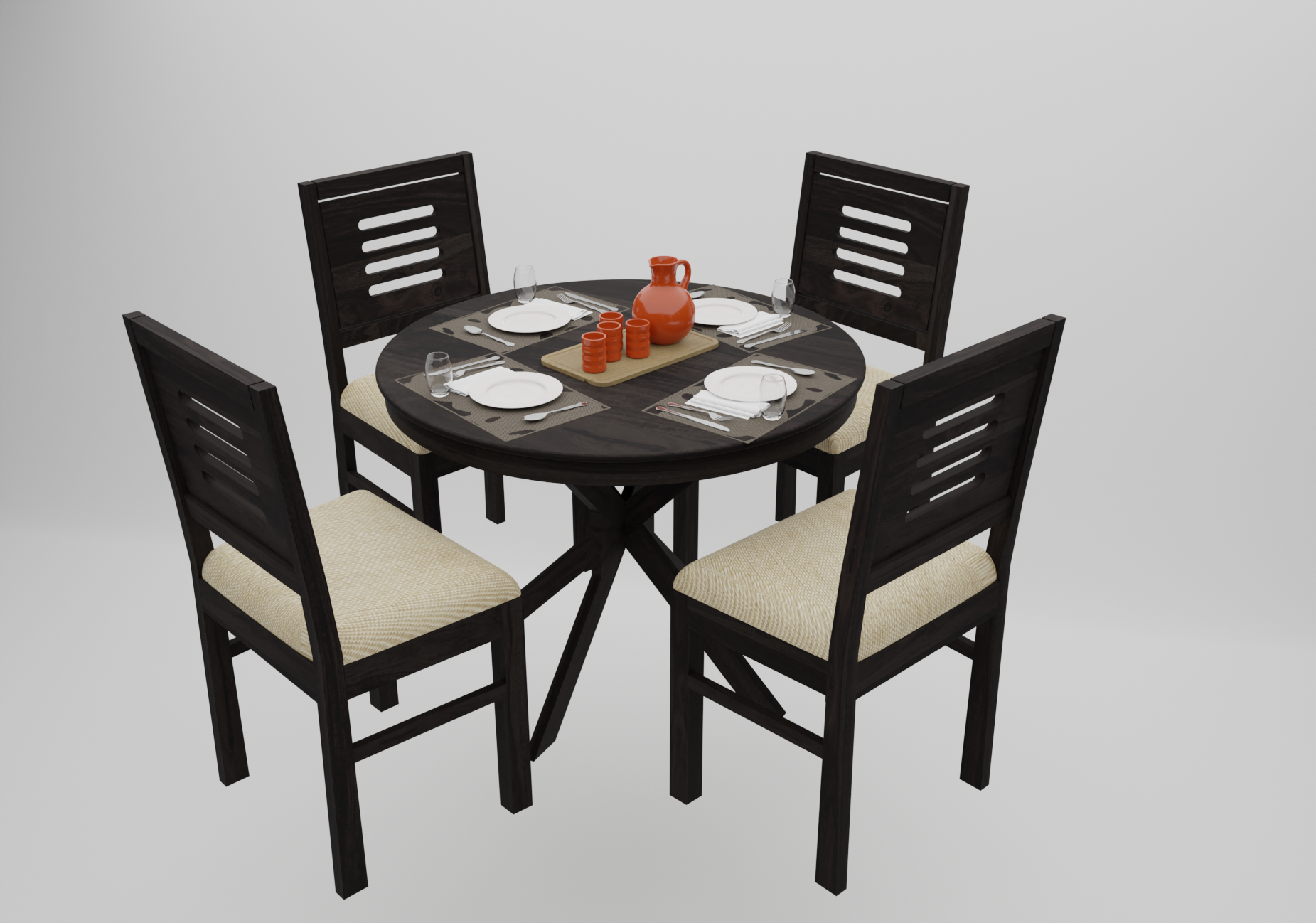 Deskix 4 Seater  Dining Table Set | Walnut Finish