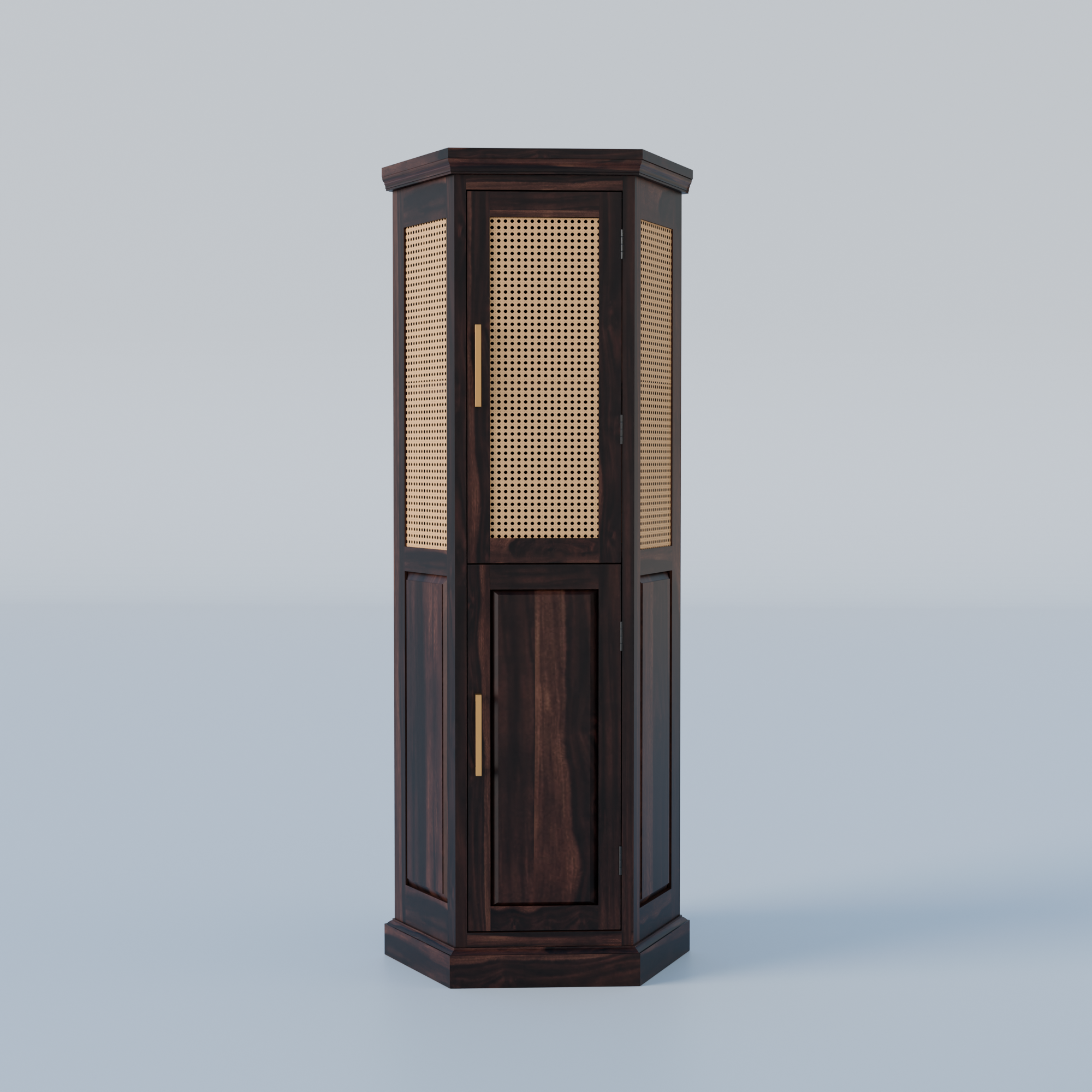 Solid Sheesham Wood Corner Storage Almirah - 3 Years Warranty