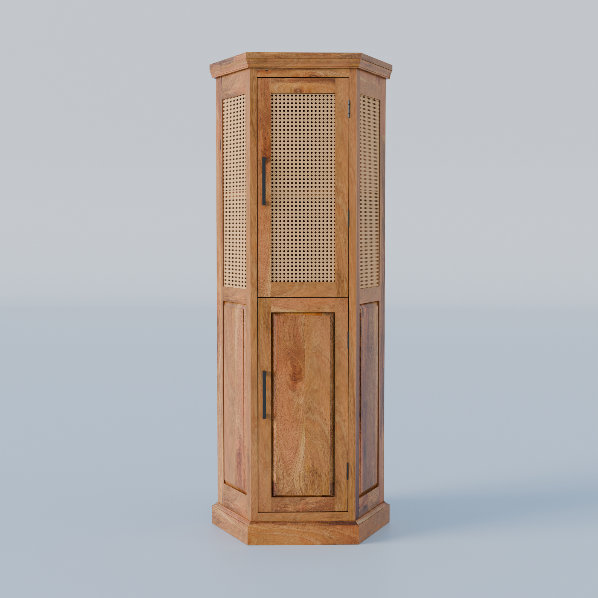 Solid Sheesham Wood Corner Storage Almirah - 3 Years Warranty