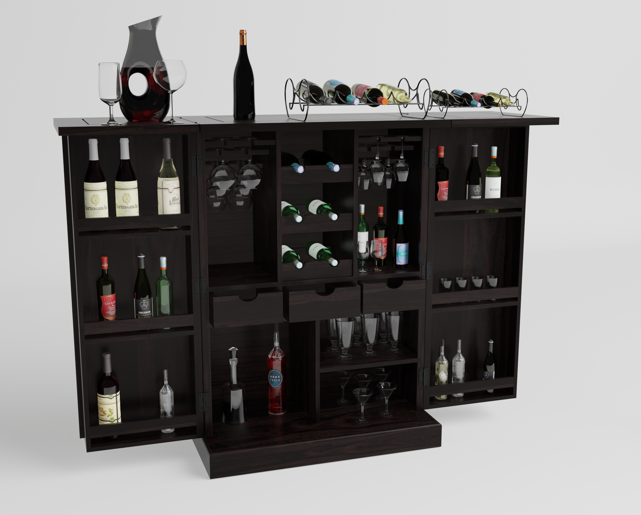 Flexux Bar cabinet | Walnut Finish