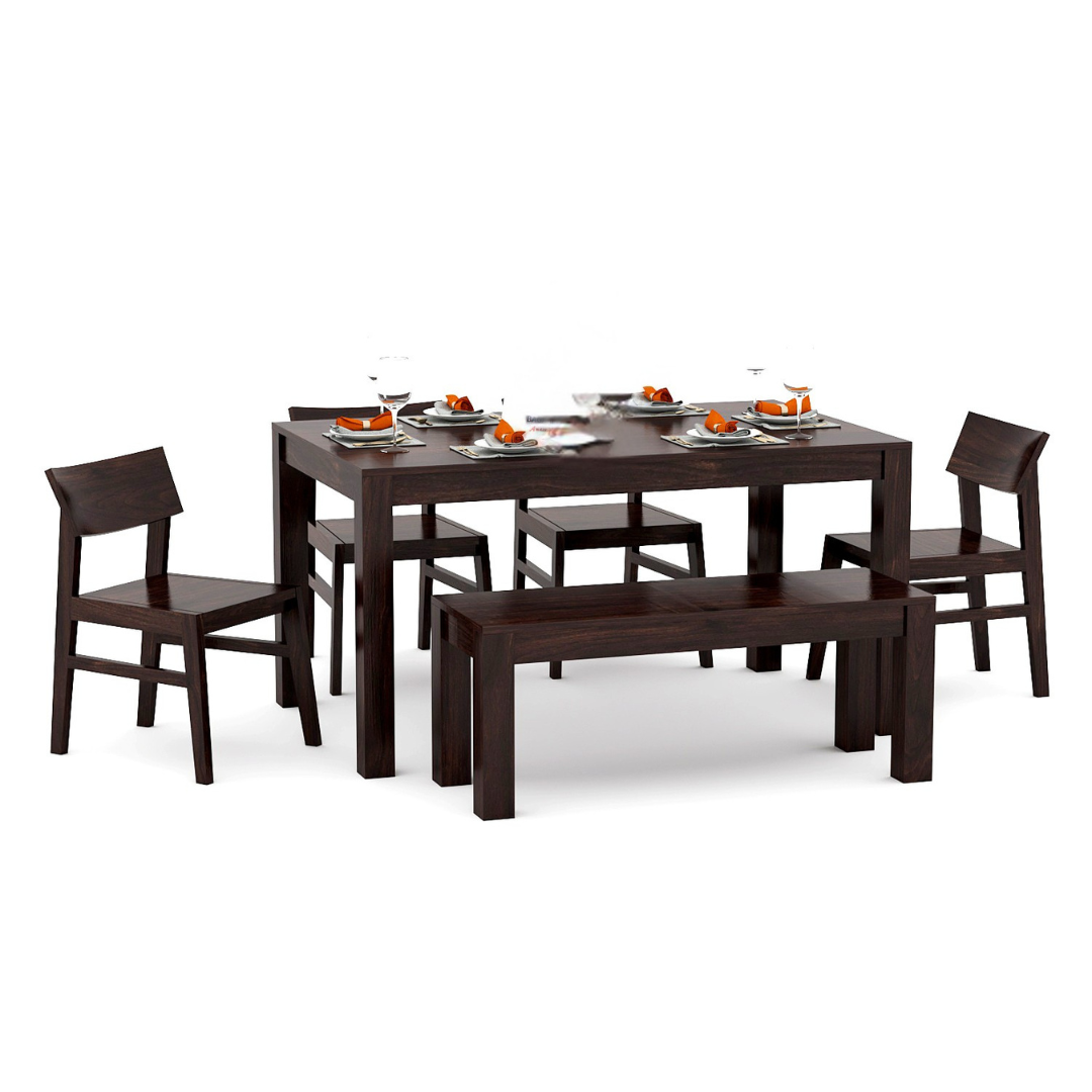 Deskax 6 Seater Dining Table Set | Walnut Finish