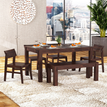 Deskax 6 Seater Dining Table Set | Walnut Finish