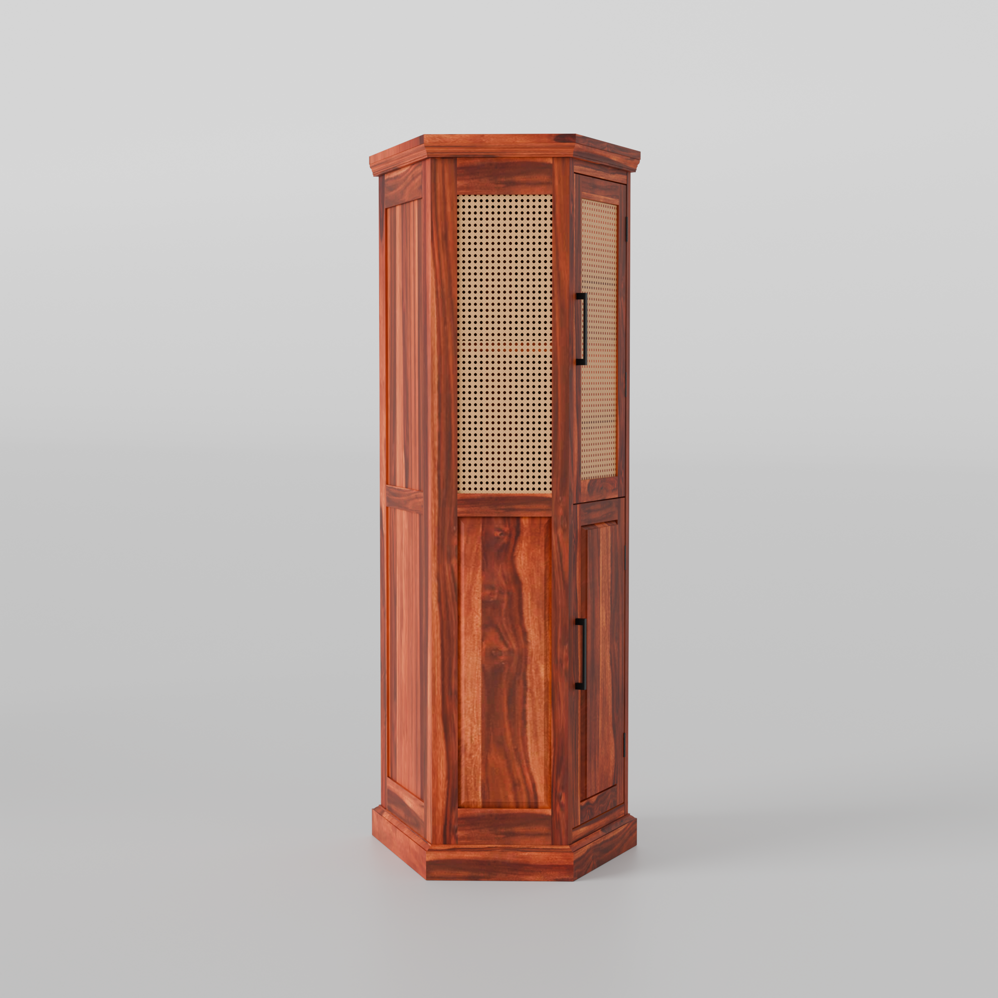 Solid Sheesham Wood Corner Storage Almirah - 3 Years Warranty