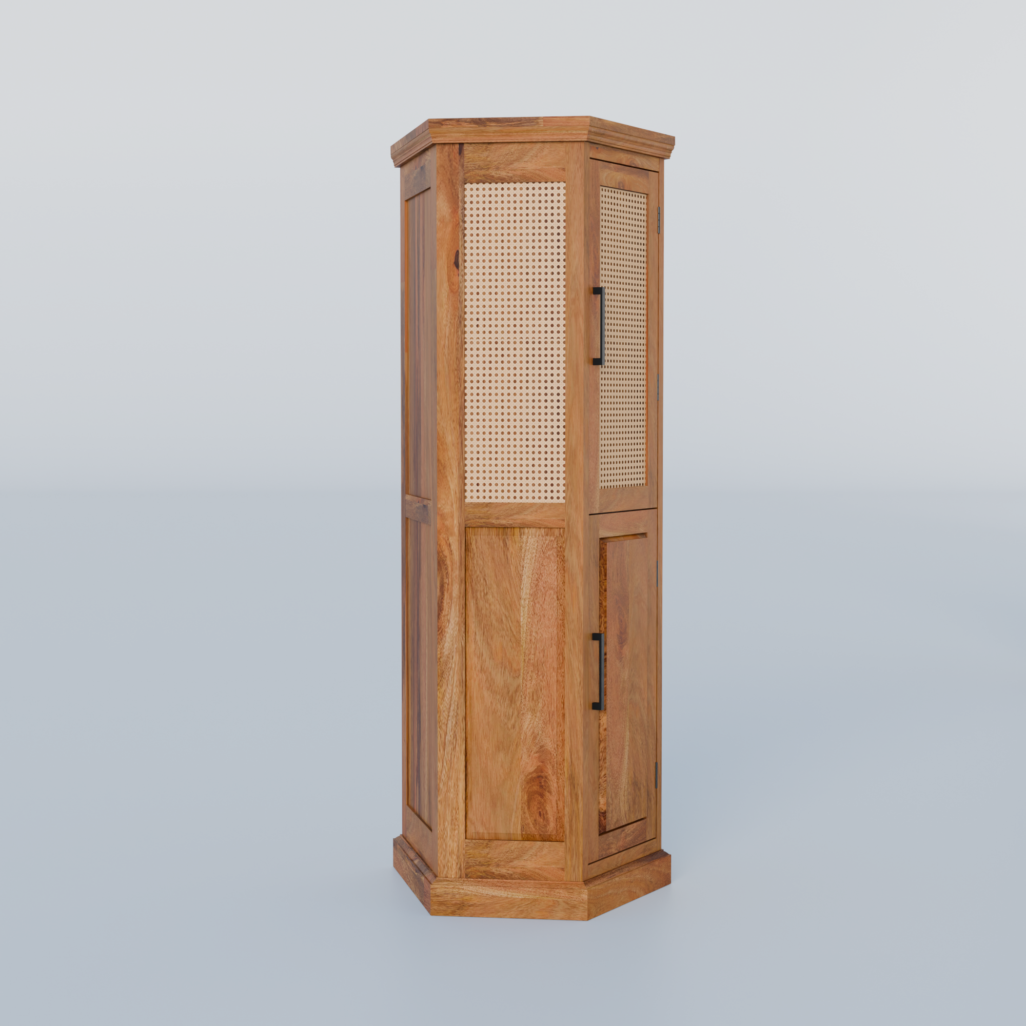 Solid Sheesham Wood Corner Storage Almirah - 3 Years Warranty