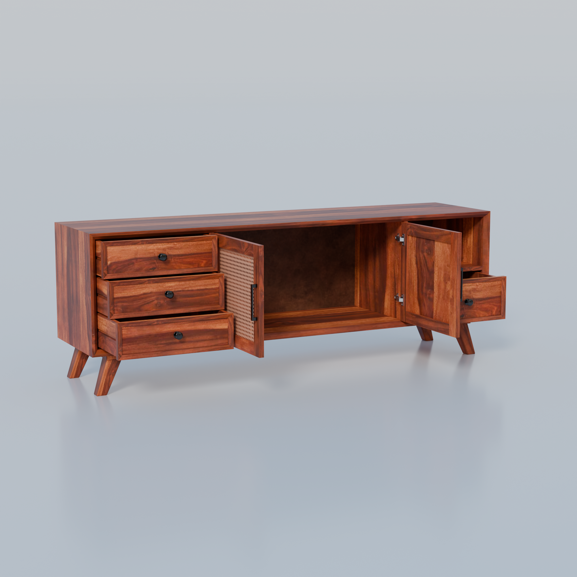 Mid-Century Modern Wooden TV Cabinet For Living room -3 Years Warranty