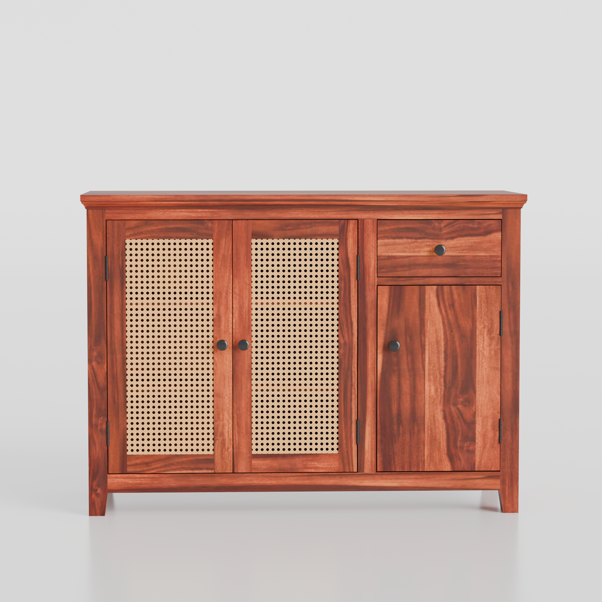 Solid Wood Sideboard Cabinet with Cane Panels - 3 Years Warranty