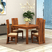 Deskor 4 Seater Dining Table Set | Natural Finish
