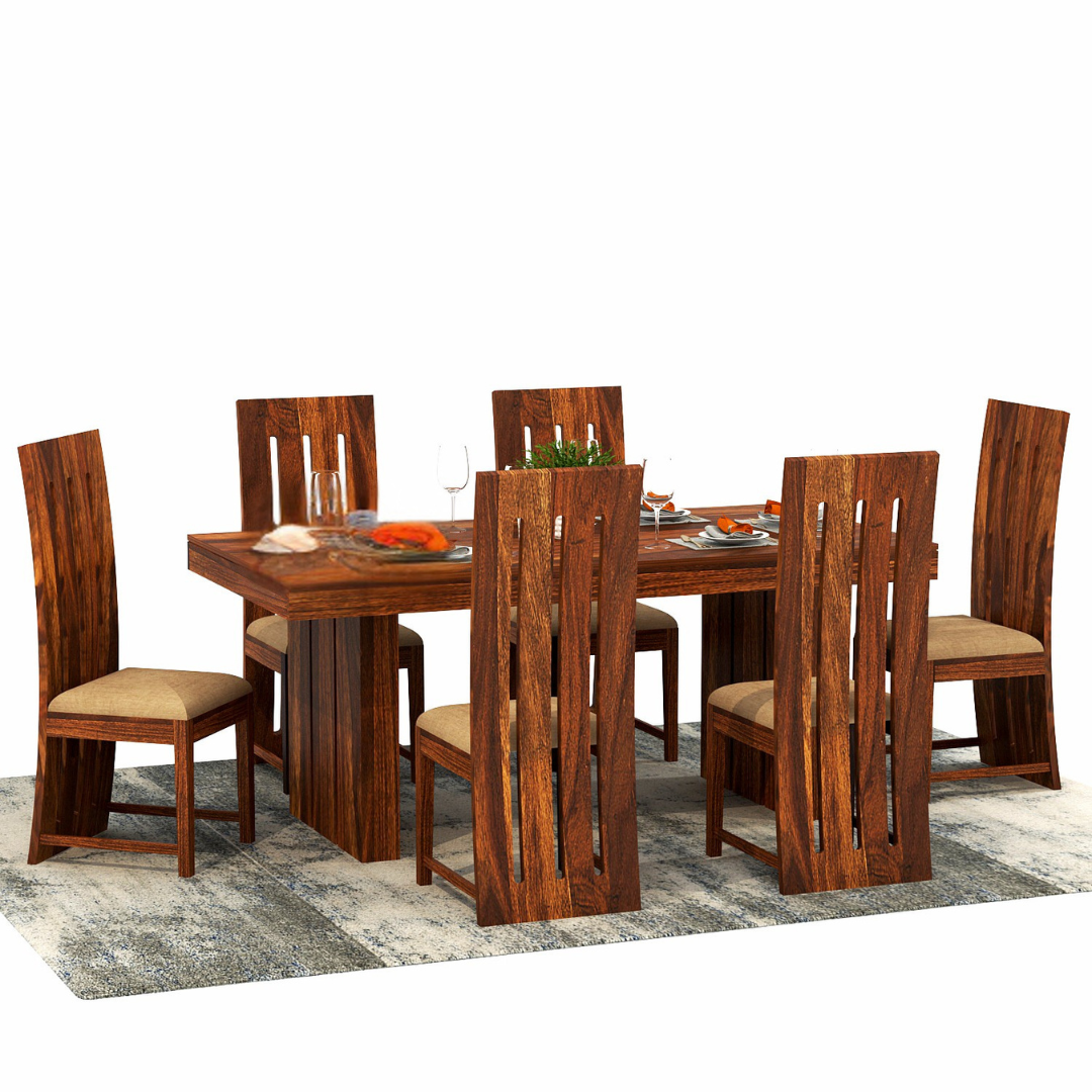 Workir 6 Seater Dining Table Set | Natural Finish
