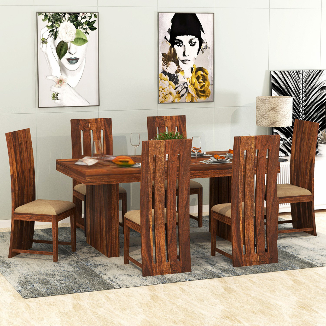 Workir 6 Seater Dining Table Set | Natural Finish