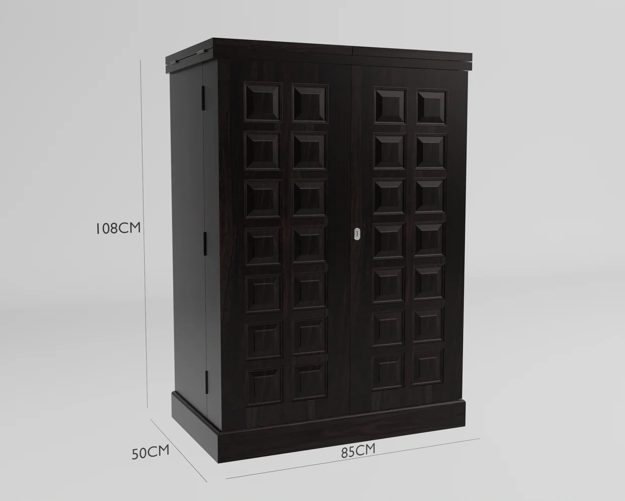 Ergux Solid Sheesham Wood Bar Cabinet with Wine Storage - 3 Years Warranty