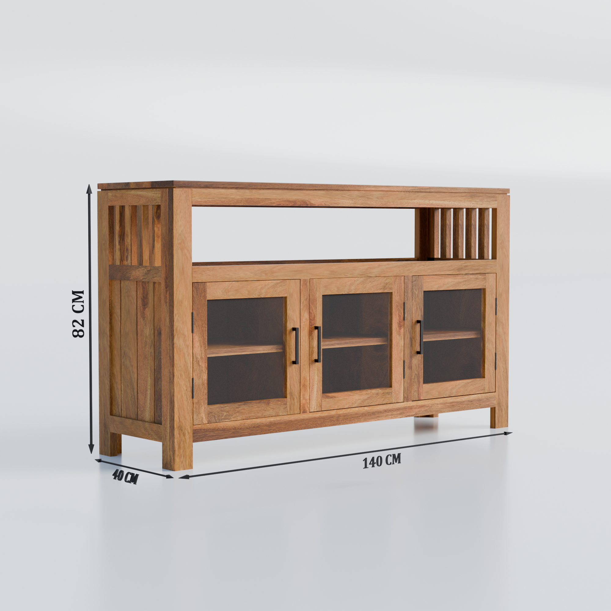 Solid Sheesham Wood Sideboard Cabinet | Honey Finish