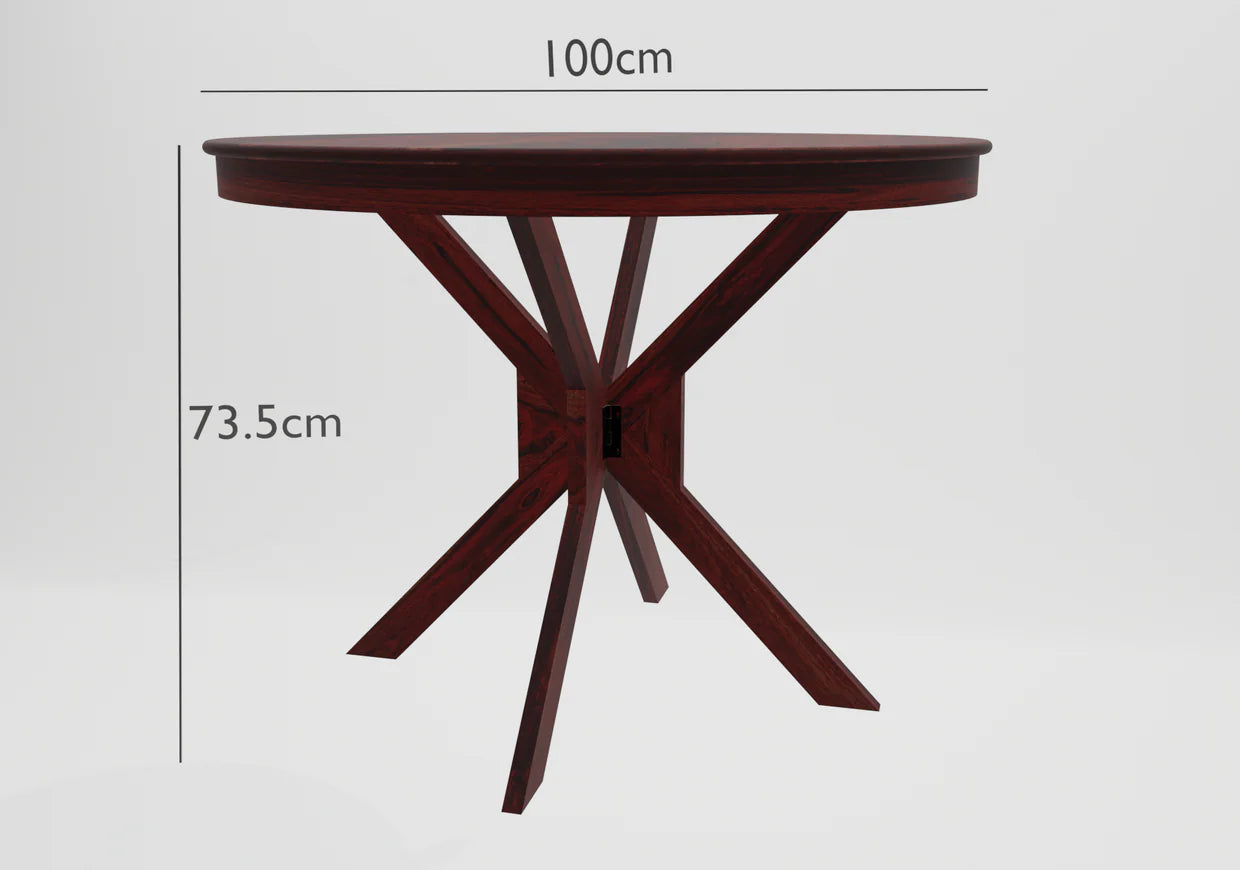 Workix 4 seater Solid Sheesham Wood Round Dining Table Set - 3 Years Warranty