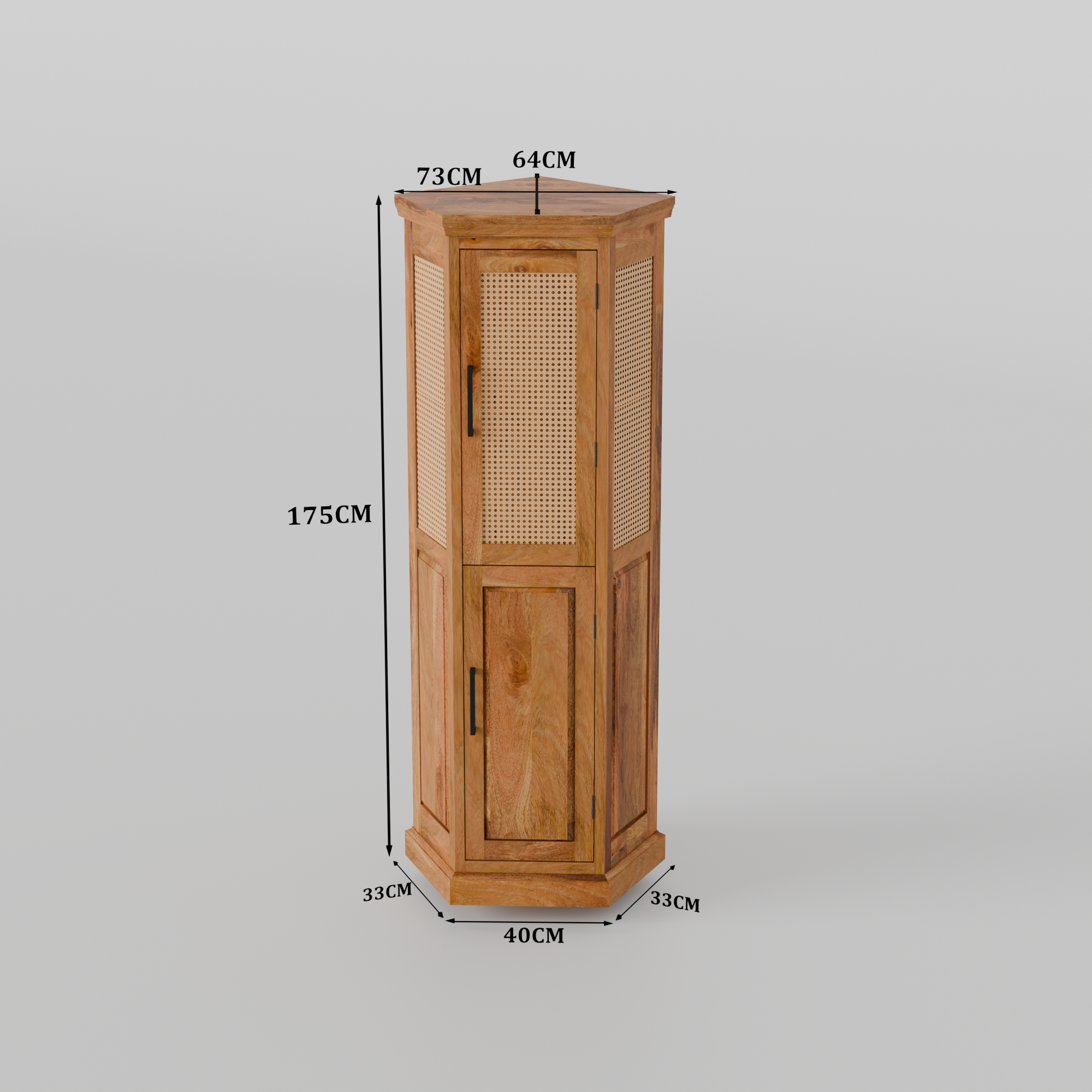 Solid Sheesham Wood Corner Storage Almirah - 3 Years Warranty