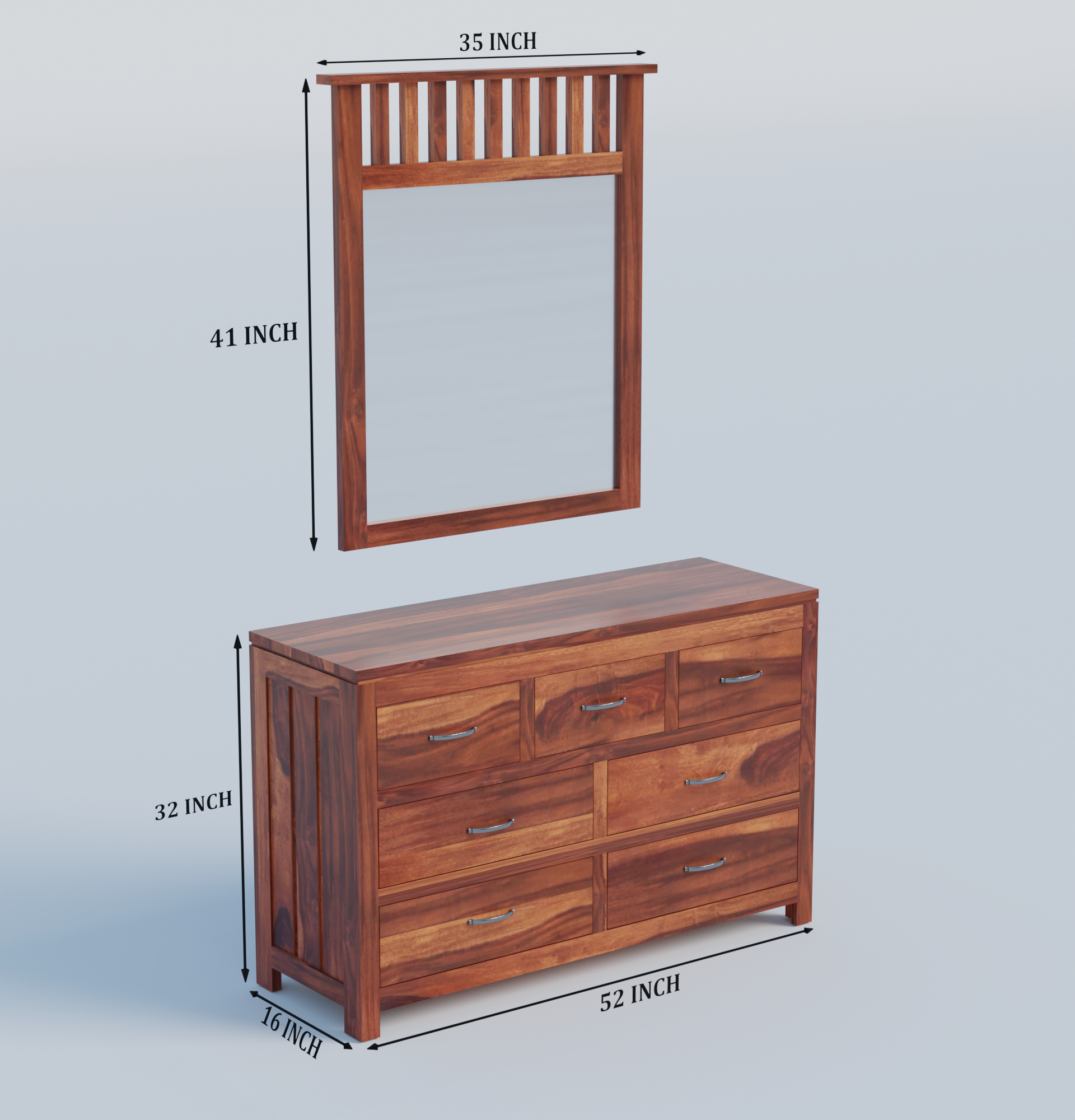 Workora 7 Drawer Dresser with Mirror