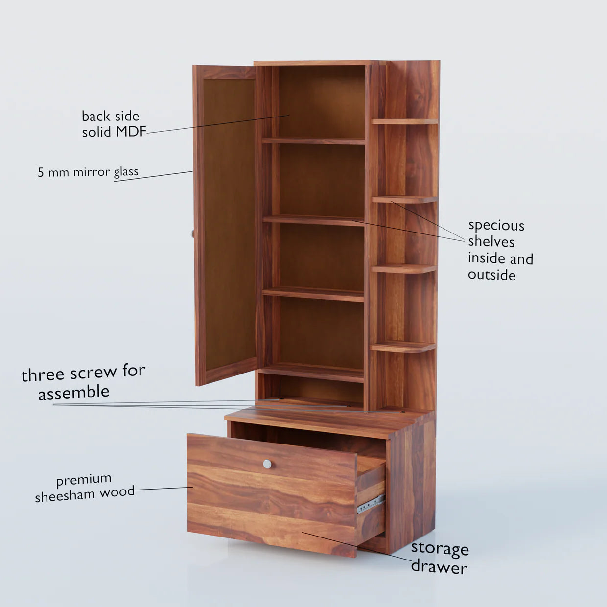 Flexir Dressing Table with Full Length Mirror -  3 Years Warranty