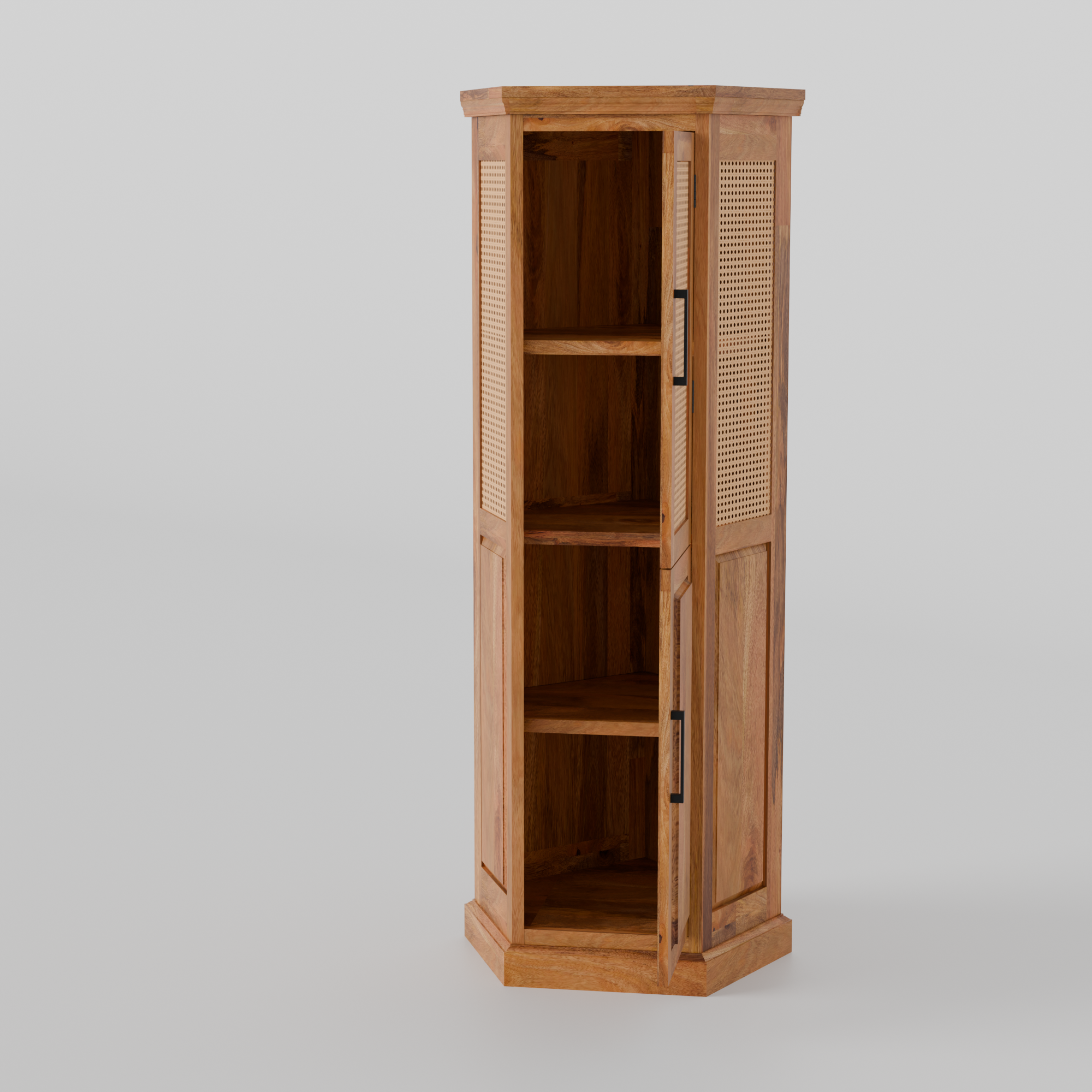 Solid Sheesham Wood Corner Storage Almirah - 3 Years Warranty