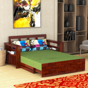 Taskir 2 Seater Sofa Cum Bed | Mahogany Finish