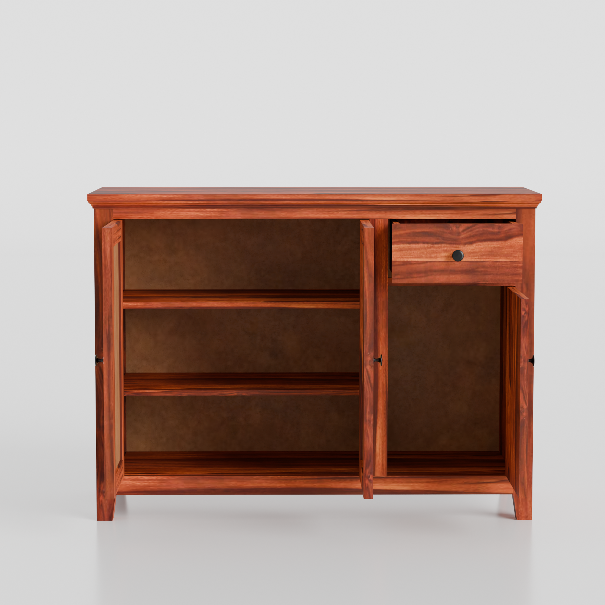 Solid Wood Sideboard Cabinet with Cane Panels - 3 Years Warranty