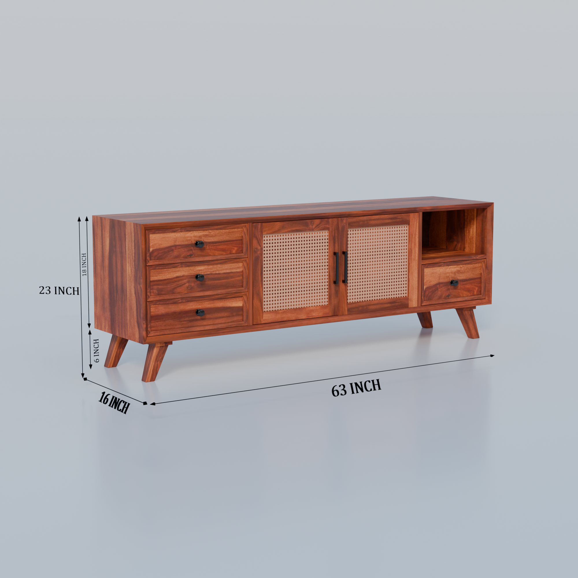 Mid-Century Modern Wooden TV Cabinet For Living room -3 Years Warranty