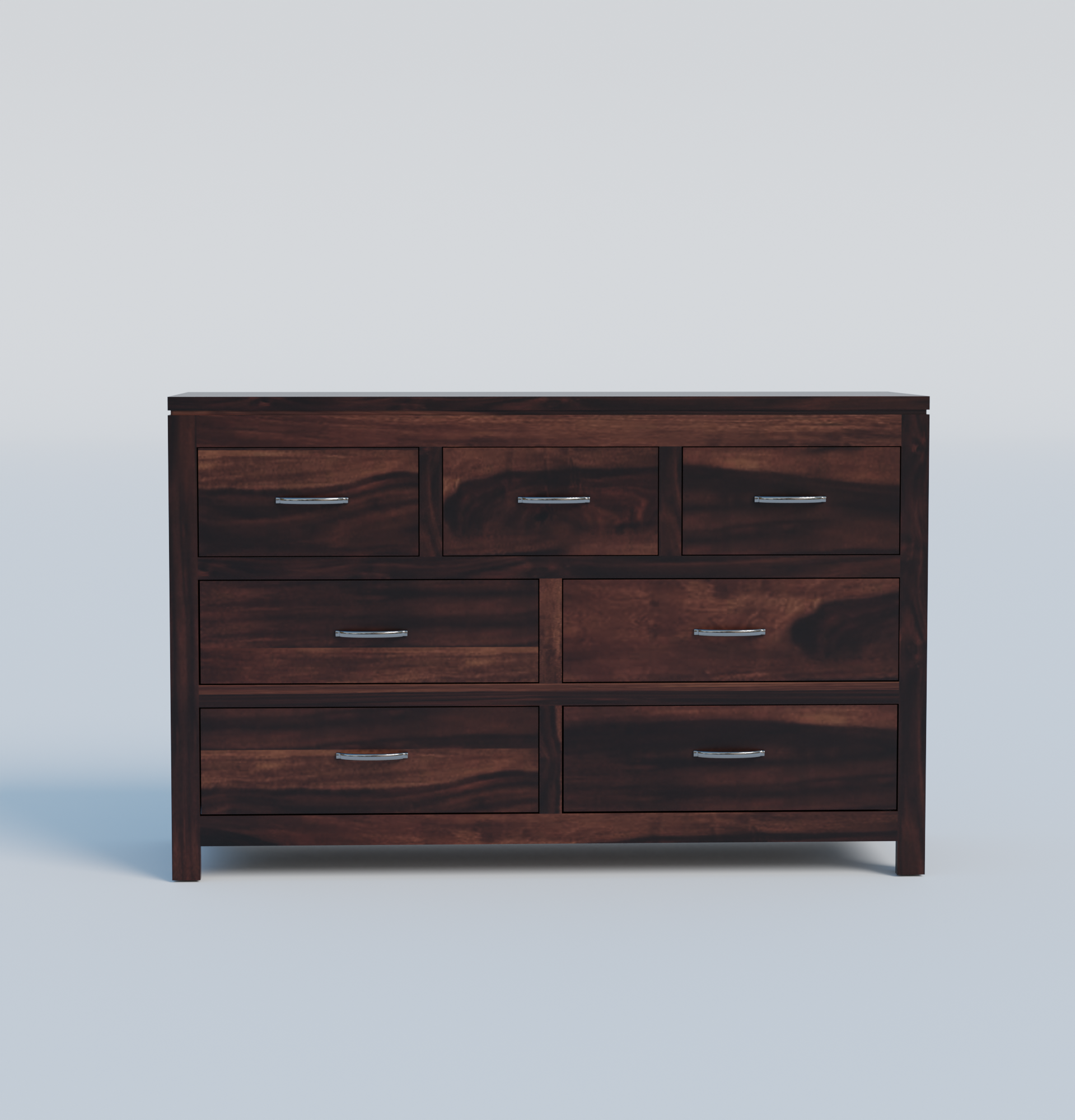 Deskax 7 Drawer Dresser Walnut with Mirror