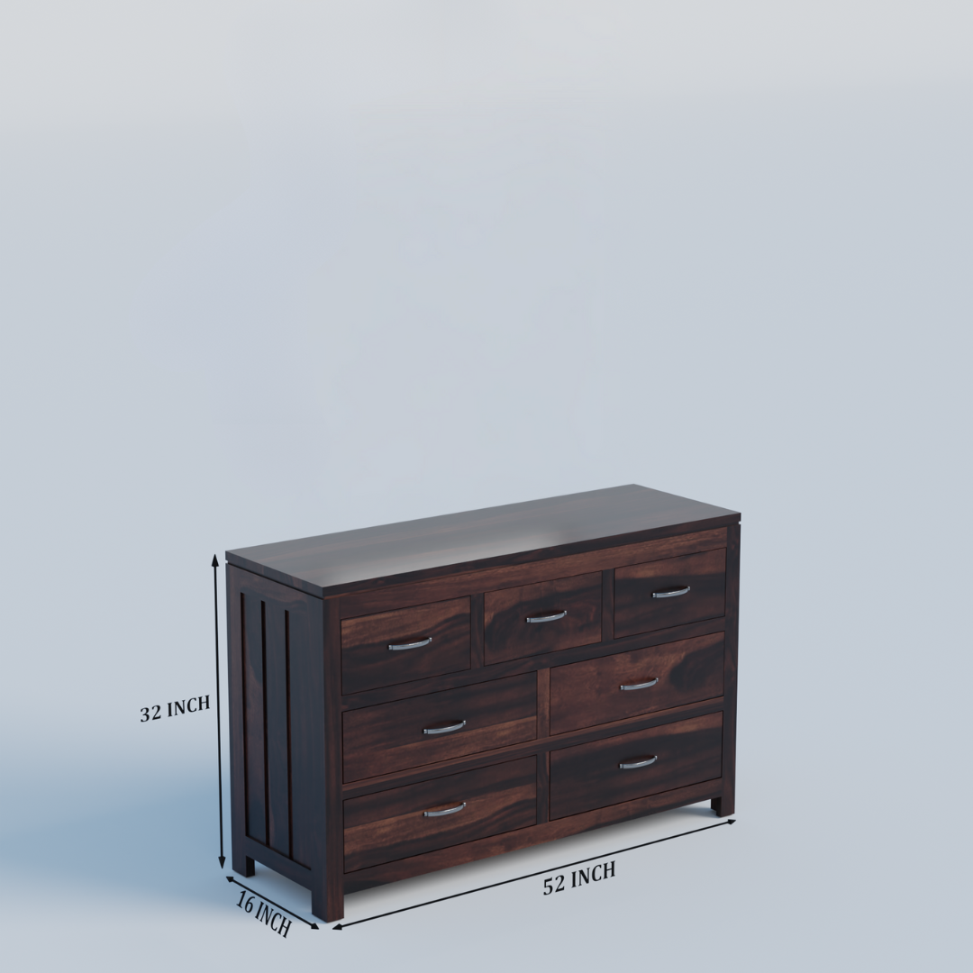 Flexor 7 Drawer Dresser | Walnut Finish
