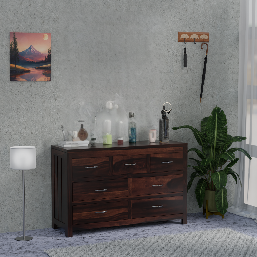 Flexor 7 Drawer Dresser | Walnut Finish