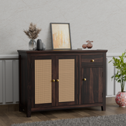 Solid Wood Sideboard Cabinet with Cane Panels - 3 Years Warranty