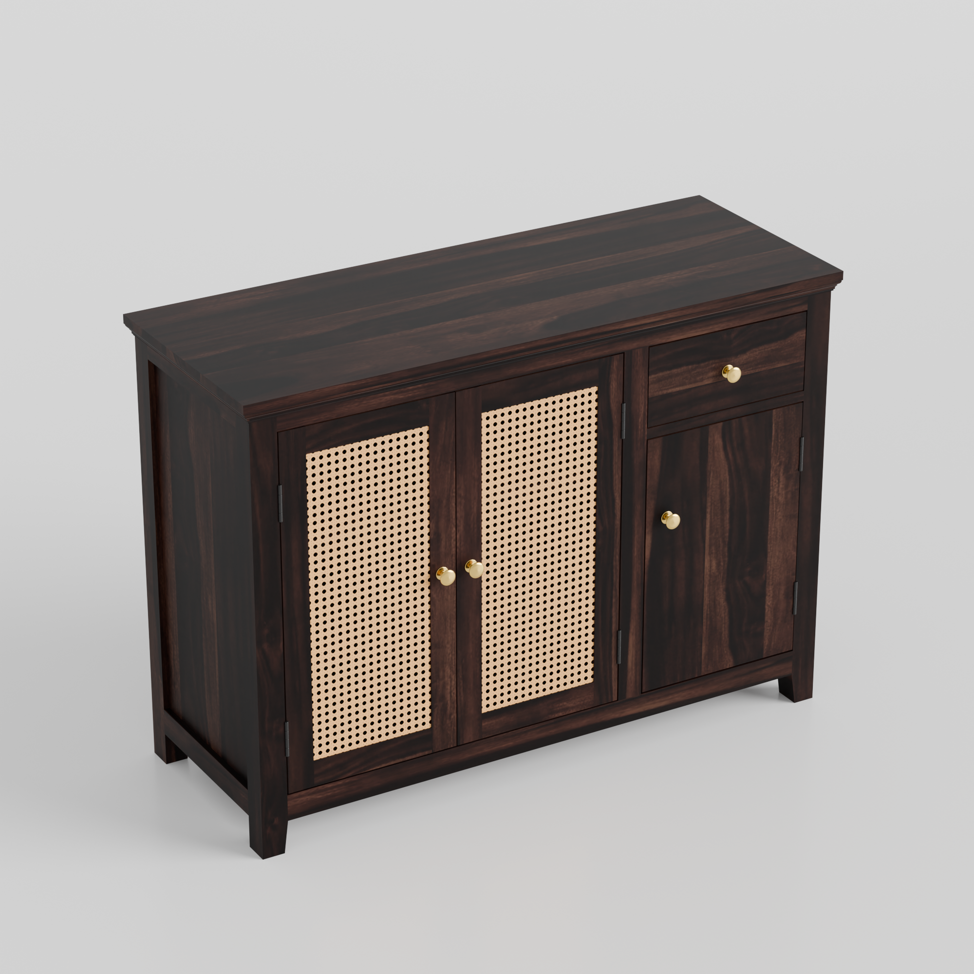 Solid Wood Sideboard Cabinet with Cane Panels - 3 Years Warranty