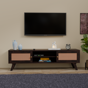 Solid Sheesham Wood TV Unit with Cane Panels - 3 Years Warranty
