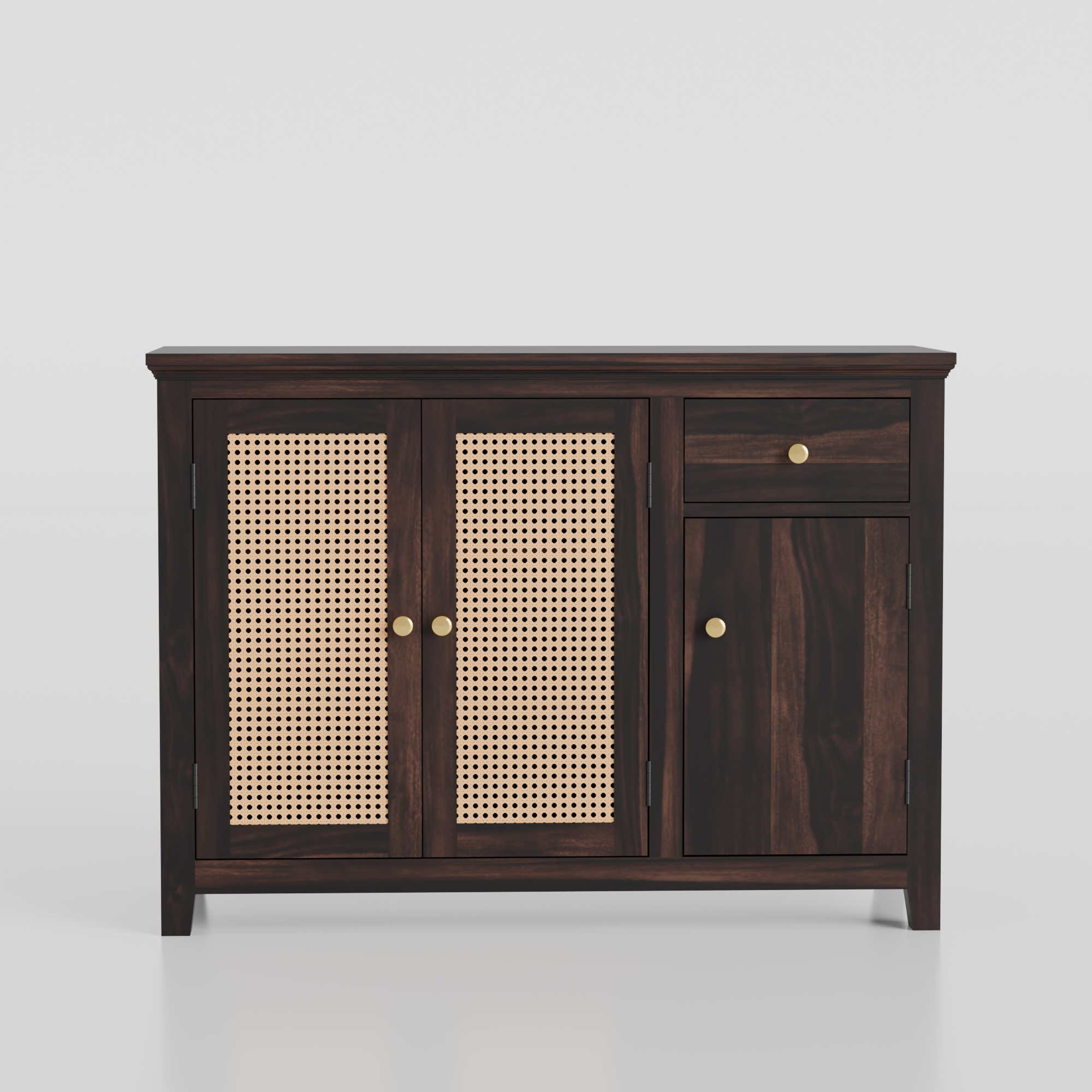 Solid Wood Sideboard Cabinet with Cane Panels - 3 Years Warranty