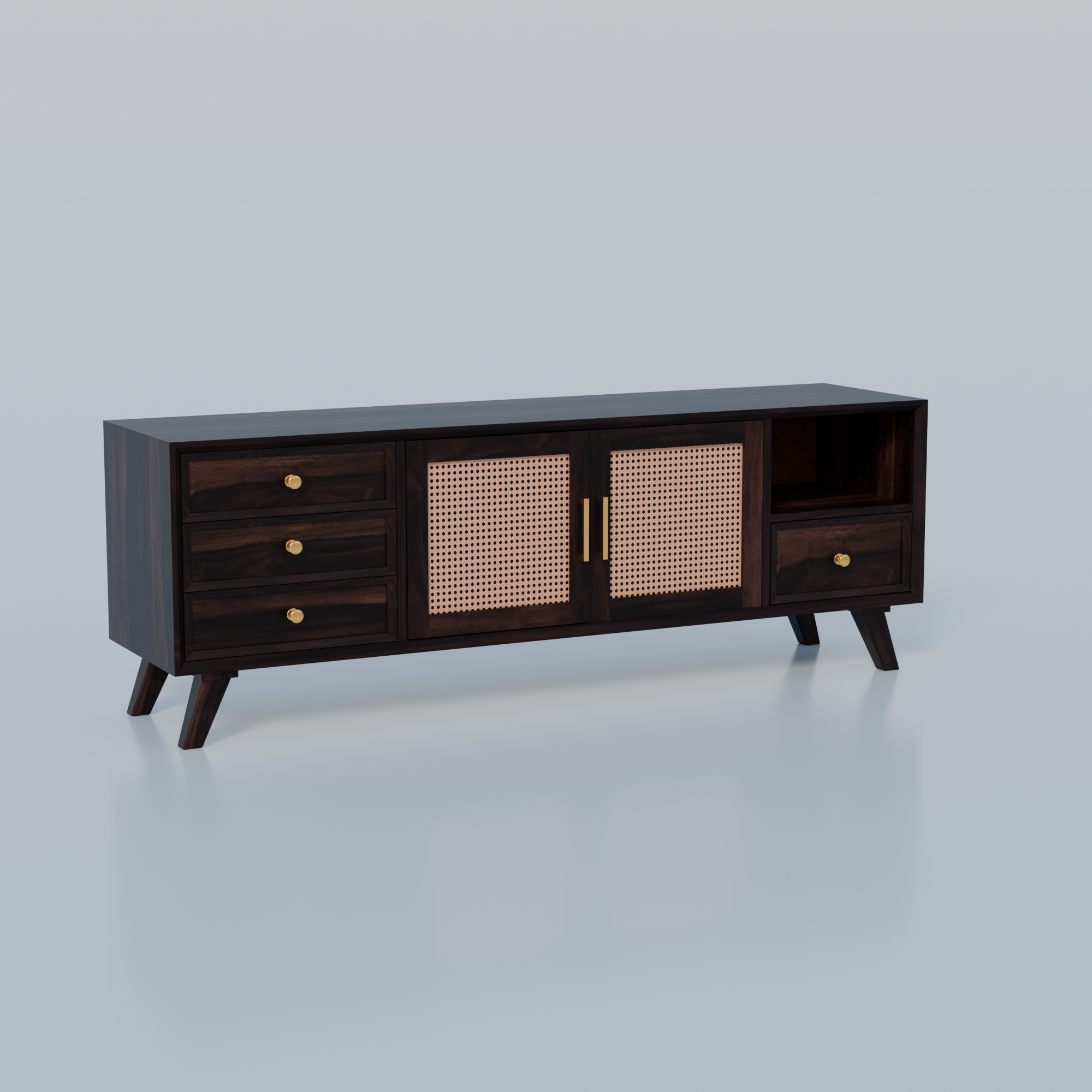 Mid-Century Modern Wooden TV Cabinet For Living room -3 Years Warranty