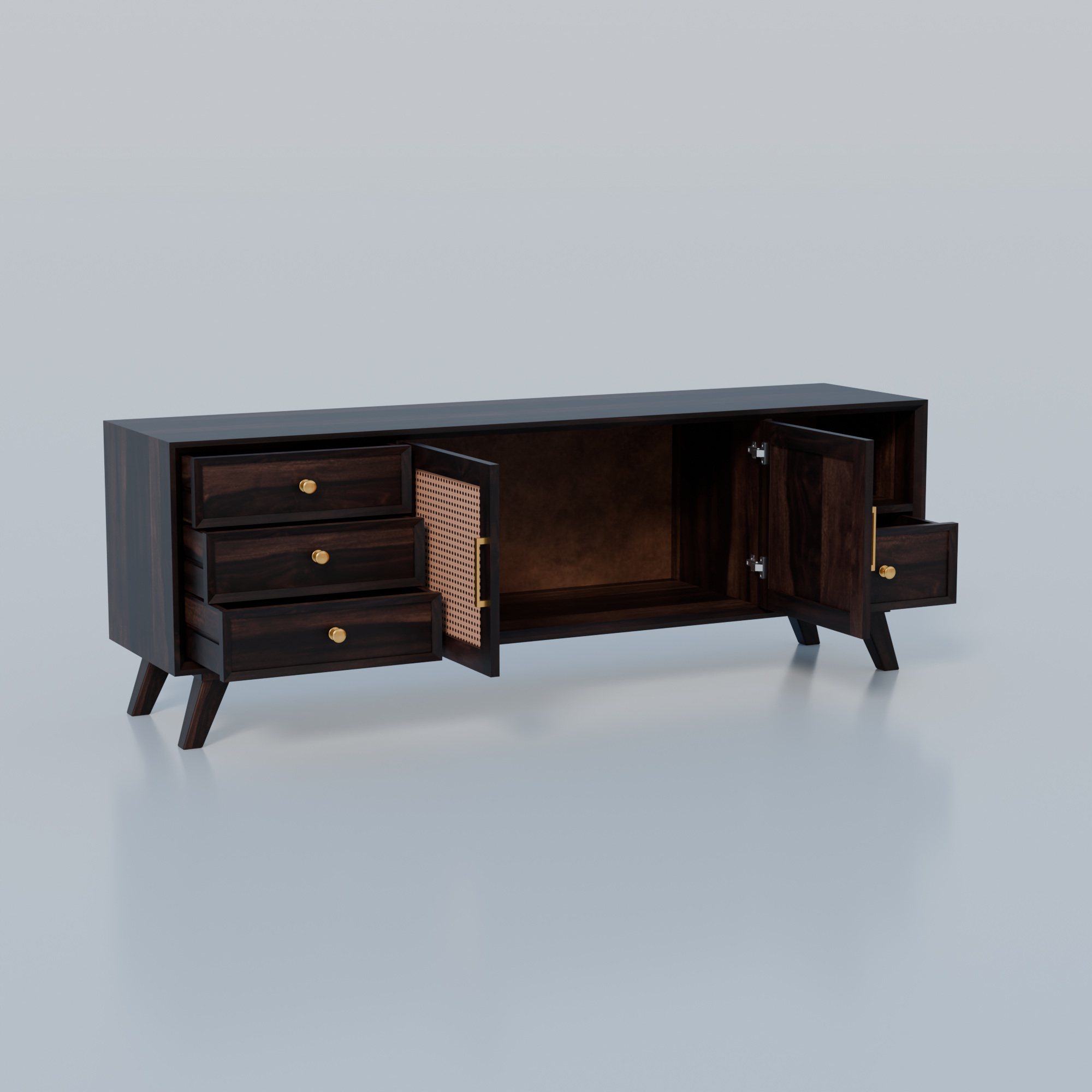 Mid-Century Modern Wooden TV Cabinet For Living room -3 Years Warranty