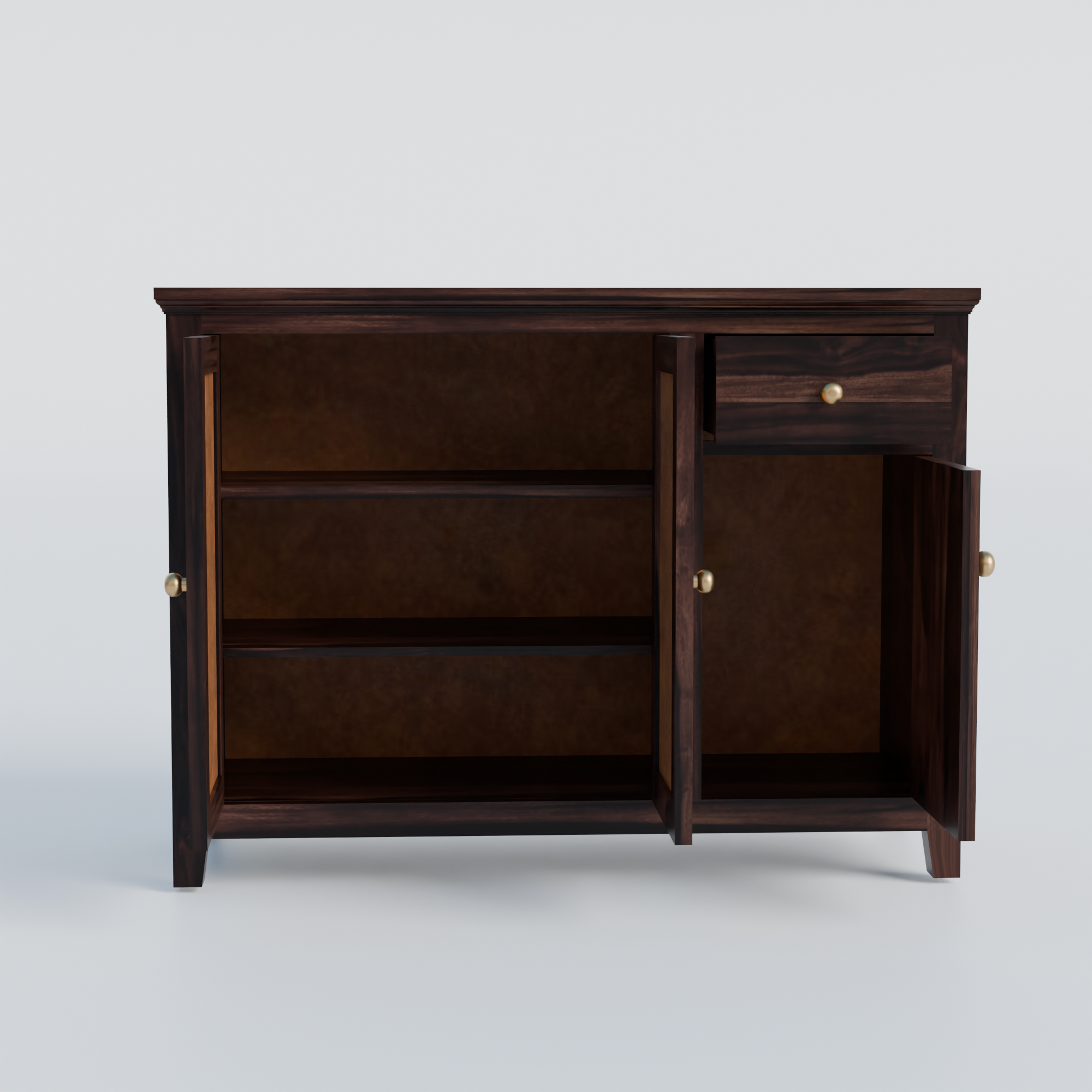 Solid Wood Sideboard Cabinet with Cane Panels - 3 Years Warranty