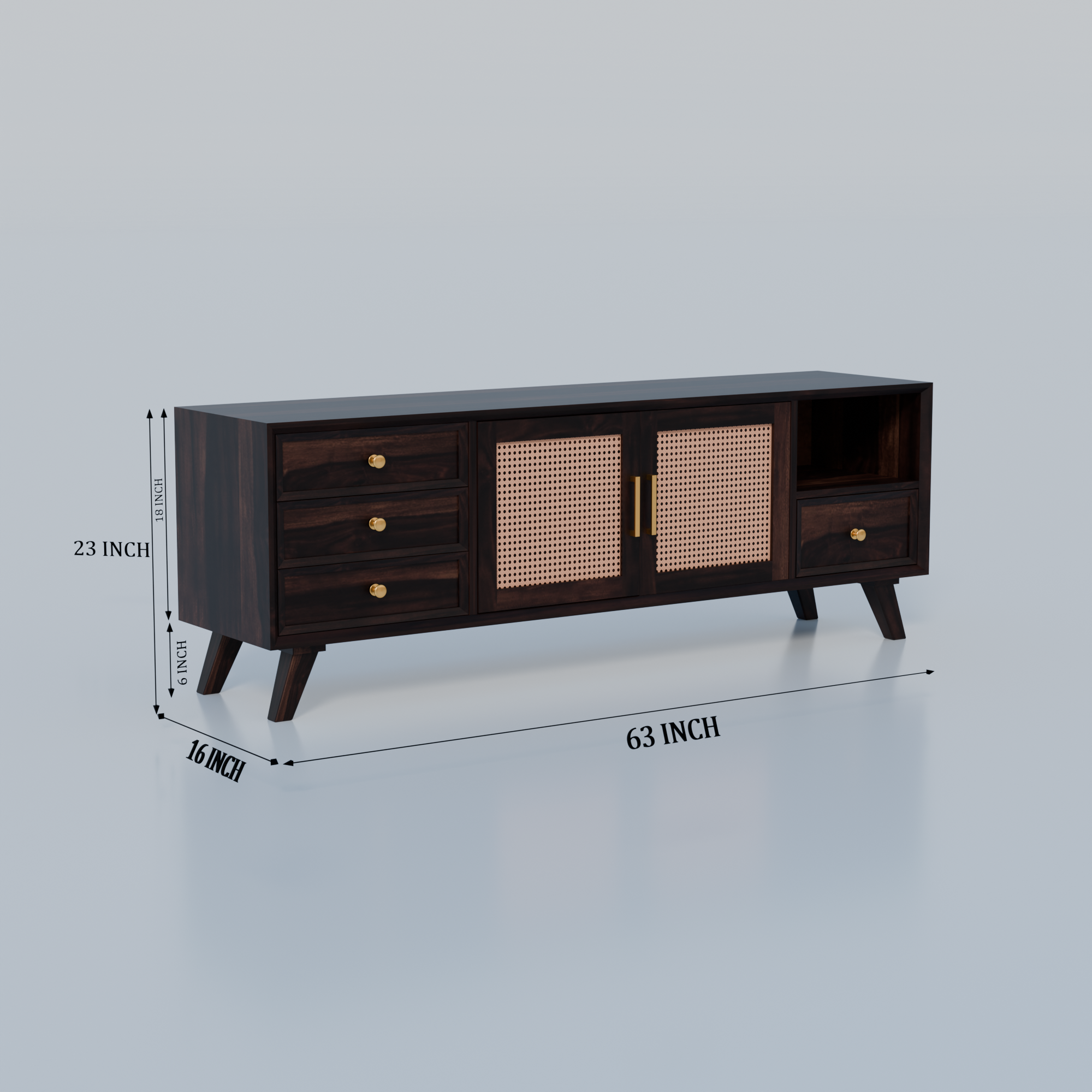 Mid-Century Modern Wooden TV Cabinet For Living room -3 Years Warranty