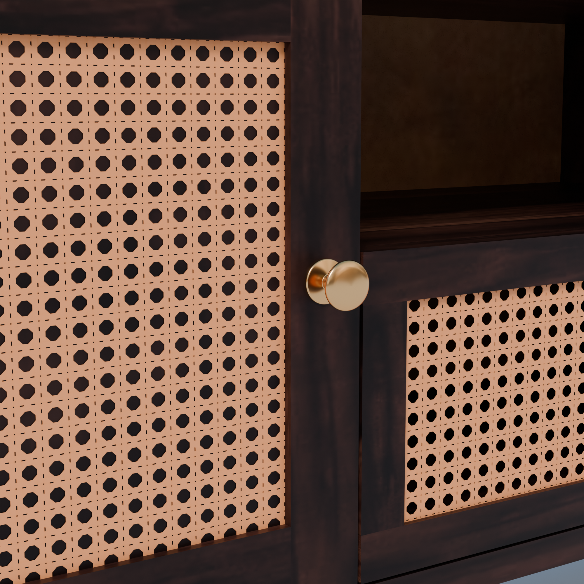 Solid Sheesham Wood TV Unit with Cane Doors & Drawer - 3 Years Warranty